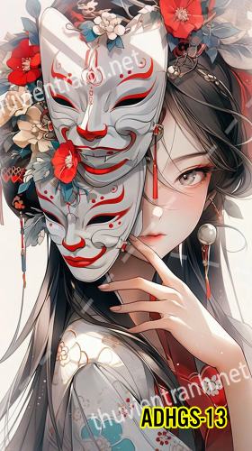 Tranh dán tường hoa cô gái Geisha Nhật Bản-ADHGS-13 - Tranh tường chất lượng cao